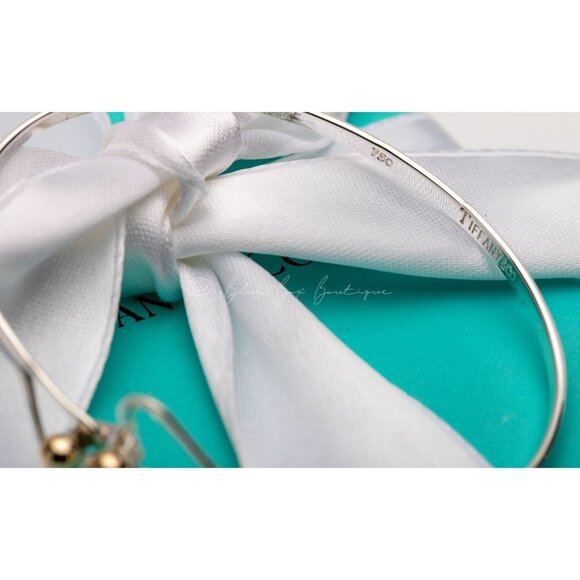 Tiffany & Co. Bracelet Vintage Double Heart Gold Accent Silver Bangle - Picture 9 of 13